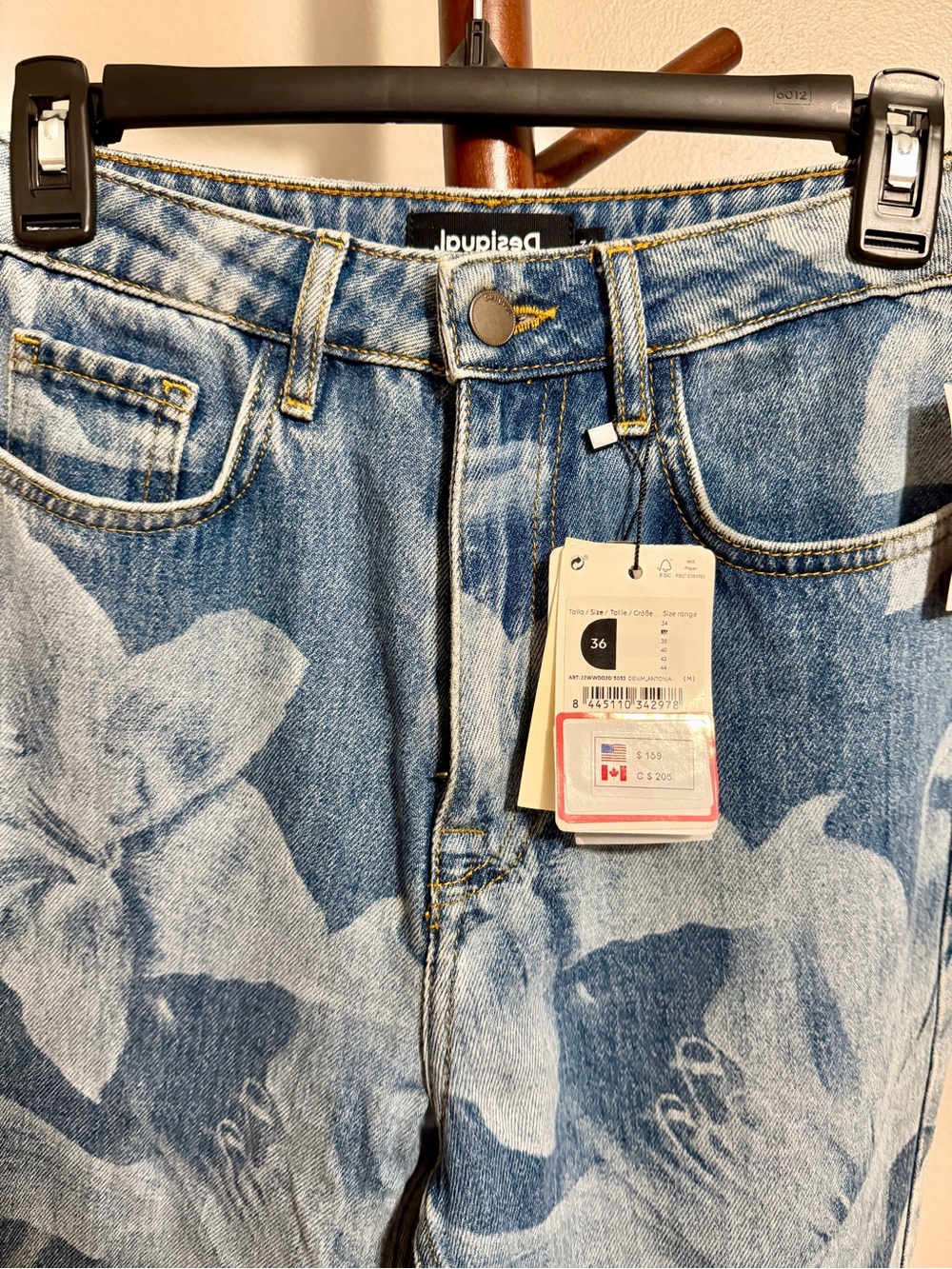 Desigual Blue Floral Straight-Leg Jeans